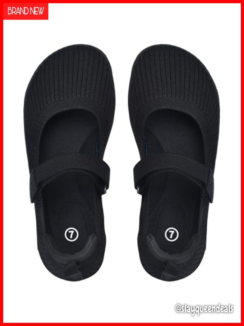 Wide Toe Box Mary Jane Knit Ballet Flats Comfort Shoes for Women